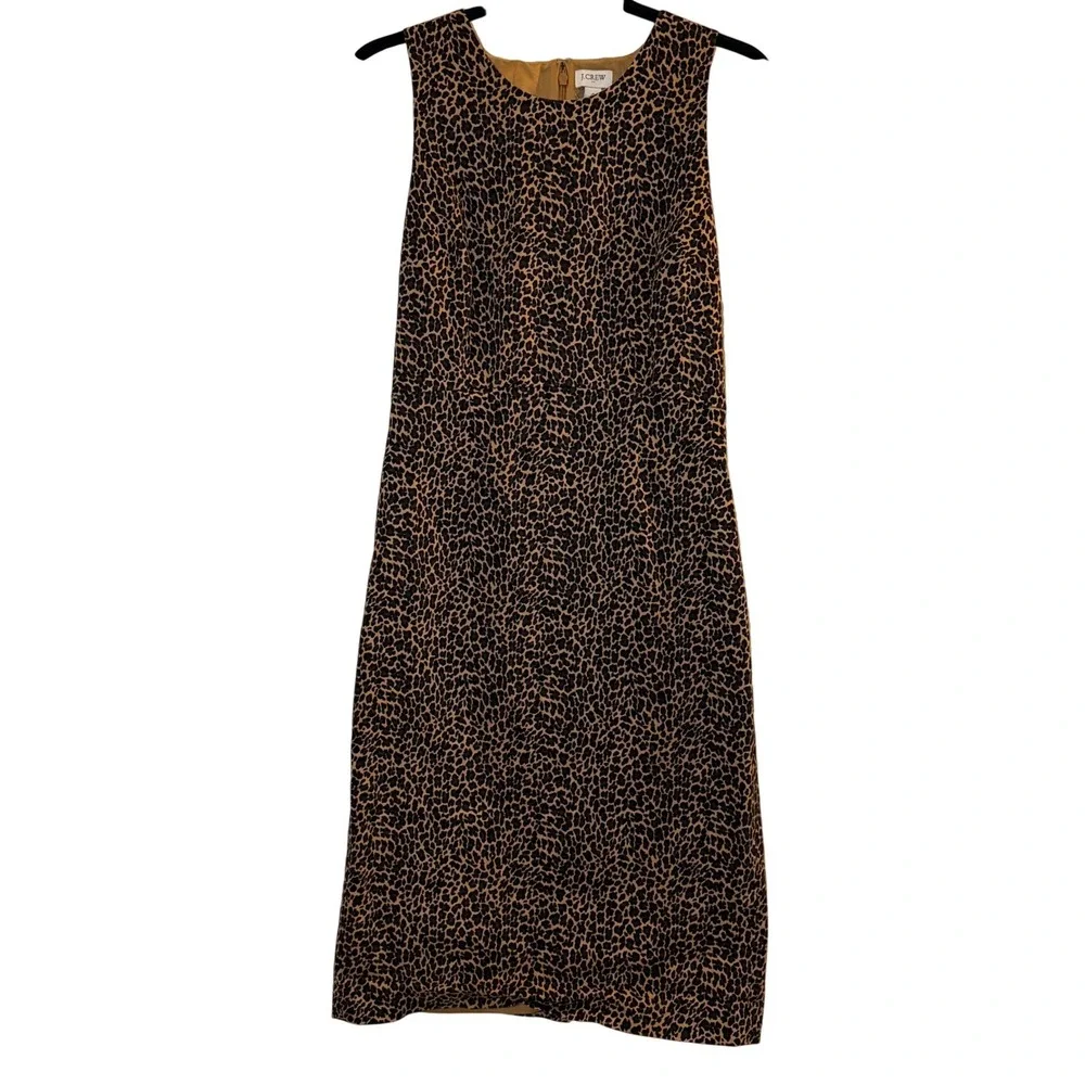 J.Crew Sheath Dress Leopard Print Tan Black Size 4 Animal Print Work Office - Picture 1 of 6